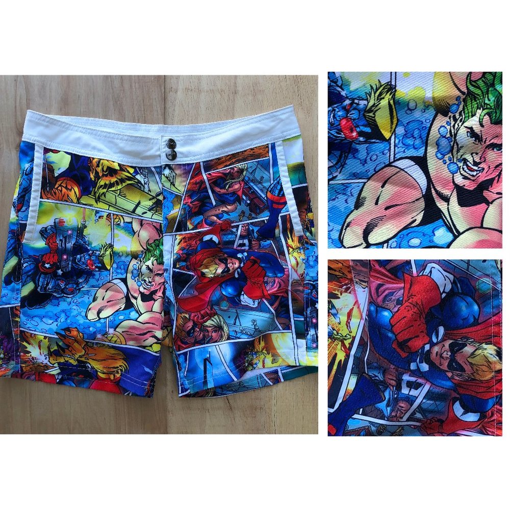 AUSSIE BUM Men’s Superhero Board Shorts Swim Trunks sz S